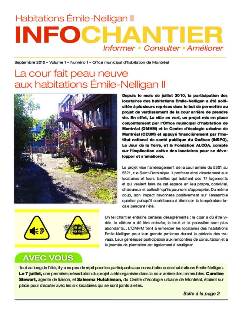 INFOCHANTIER habitations ÉmileNelligan II Office municipal d